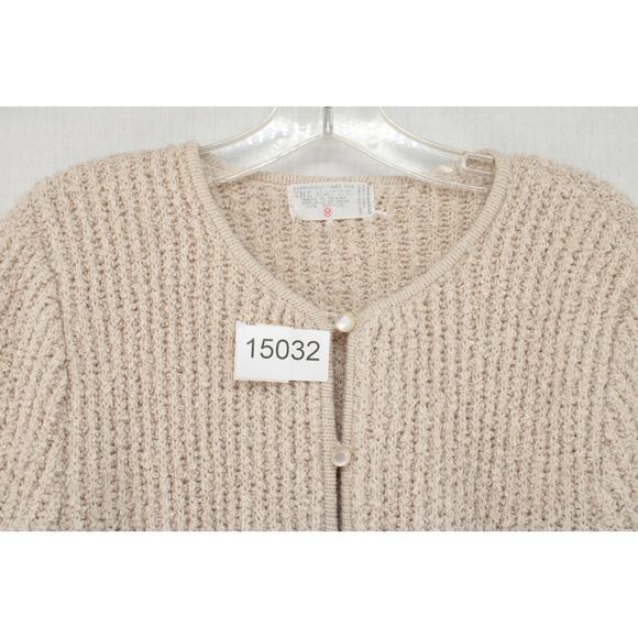 VTG May Co Sweater Cardigan Women's M Beige Boho Buttons Grandmacore Old Money - Picture 8 of 8